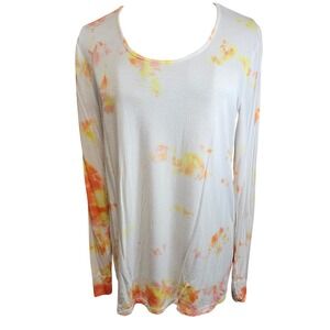 Kelleydeeee OG Long Sleeve Tie Dye Top Orange Yellow White Casual Size S